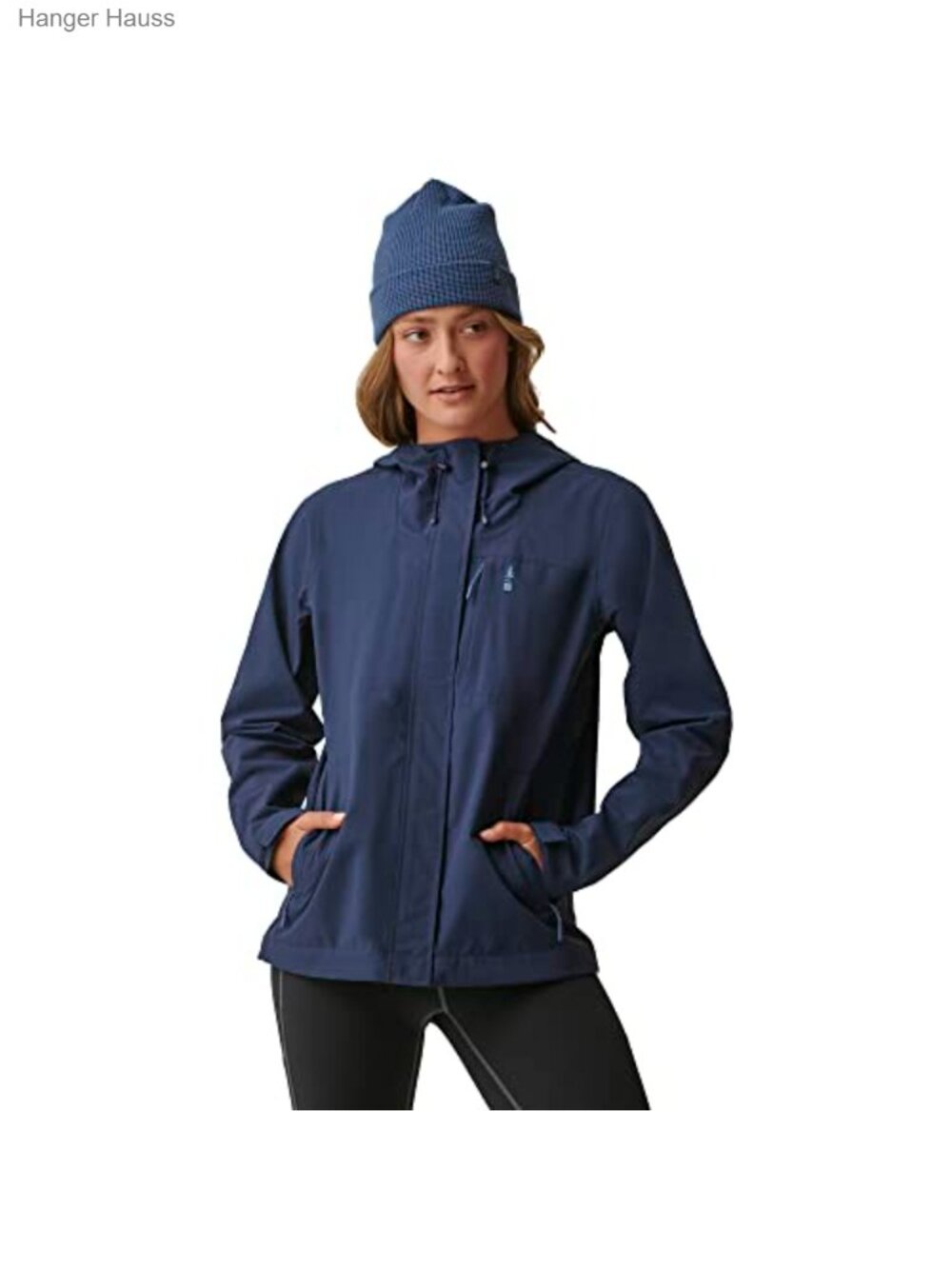 Women's Hooded Woven Rain Jacket Waterproof Lightweight Packable Long Sleeve